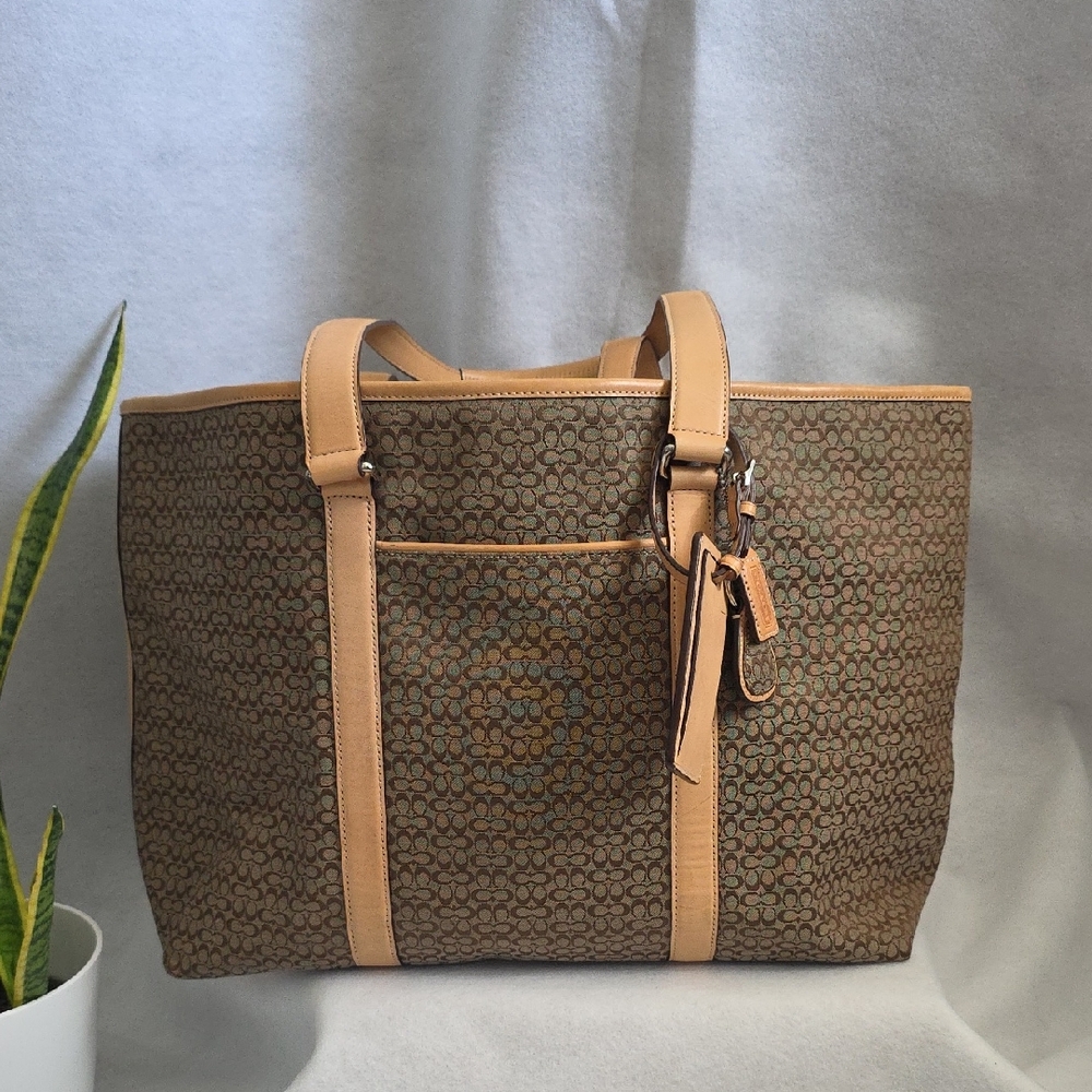 Coach Brown and Tan Tote Bag